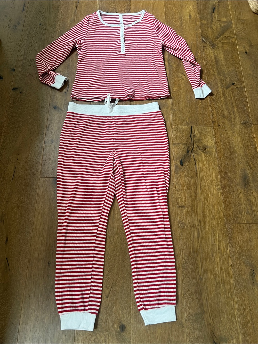 Auden Red & White Striped Women's Two-Piece Pajama Set Size L NEW !!!!